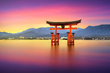 The floating Torii Gate of Itsukushima Shrine off the coast of Miyajima Island dates from the mid-16th century.
