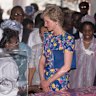 Princess Diana wearing the “caring dress” at Lagos University Teaching Hospital, Nigeria in 1990. 
