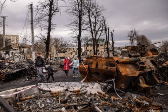 Bucha, a Kyiv suburb where Russian forces have been accused of massacring civilians.