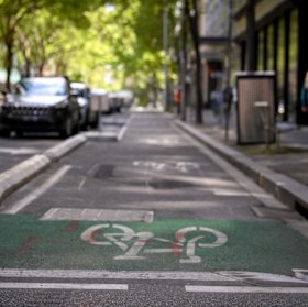 Bike lanes on Exhibition Street, Melbourne.