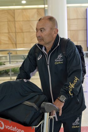 Eddie Jones at Sydney Airport after the Wallabies’ big loss to South Africa. 