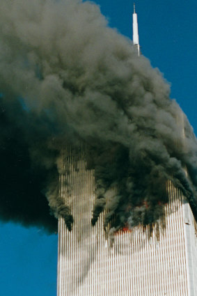 A photo taken after American Airlines Flight 11 hit the North Tower of the World Trade Centre, before the South Tower was hit on September 11, 2001.