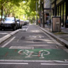Bike lanes on Exhibition Street, Melbourne.