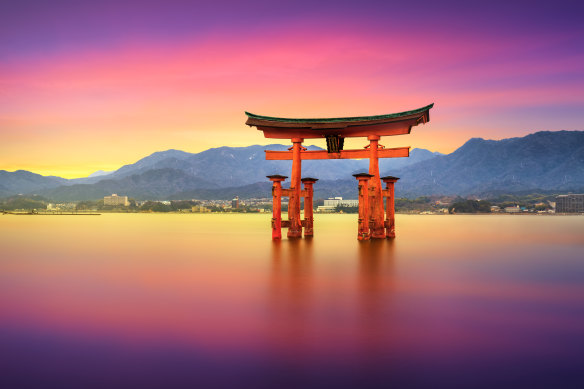 Floating Tori Gate,  Itsukushima, Japan.