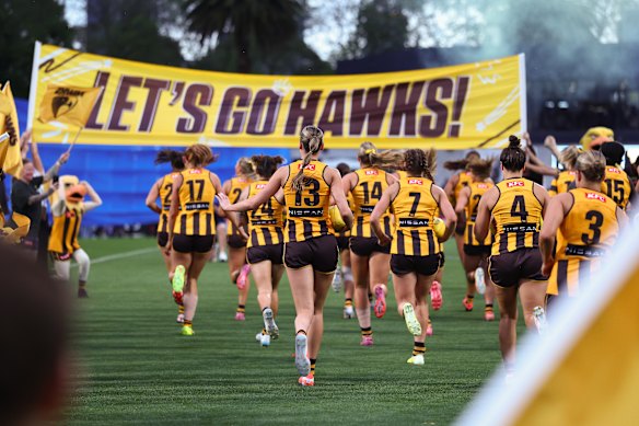 Hawks during the AFLW qualifying match against North Melbourne