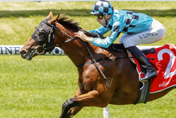 Sam Clipperton stretches Best Of Bordeaux out in the final stages of his Canonbury Stakes victory earlier this month.