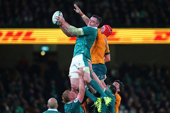 The Wallabies’ lineout struggled in Dublin.
