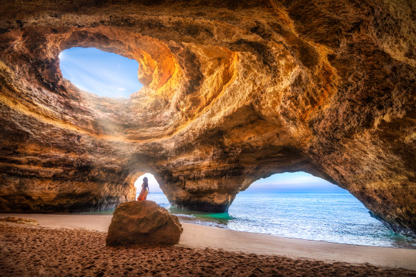 Natural sea cave of Benagil, Algarve, Portugal.
