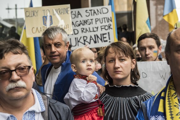 Hundreds of people gathered in the Sydney CBD on Saturday in support of Ukraine.