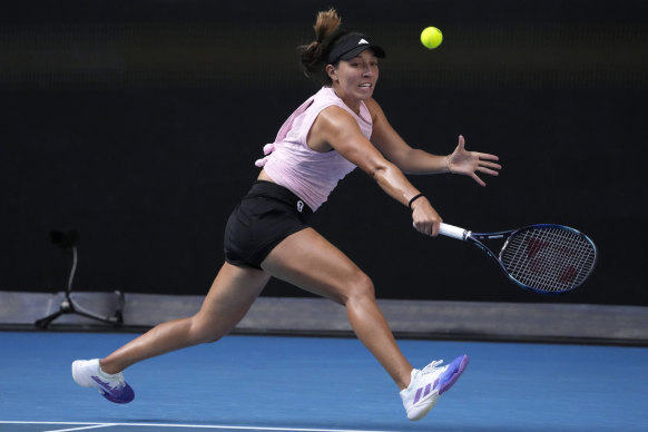Jessica Pegula on her way to beating Barbora Krejcikova.