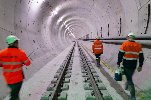 The completed tracks between the Gabba and Brisbane’s CBD.