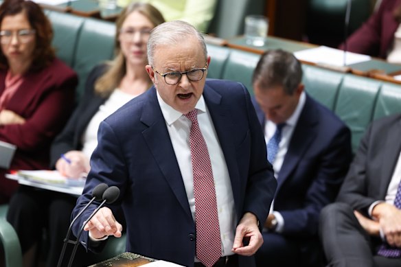 Prime Minister Anthony Albanese during question time at Parliament House in Canberra on Wednesday.