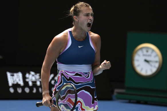 Aryna Sabalenka roared into the second week of the Australian Open for the third straight year with a clean win over former doubles partner Elise Mertens.