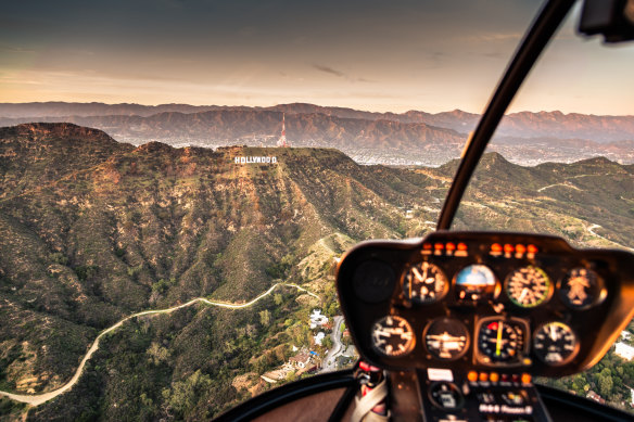 The famed Hollywood sign from above.