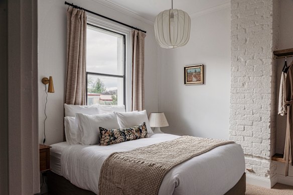 A bedroom in the recently renovated terrace.