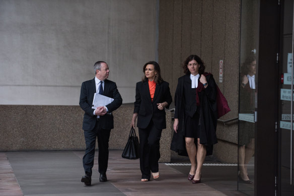 Lisa Wilkinson and her legal team including barrister Sue Chrysanthou, SC, in the Federal Court in Sydney on Monday.