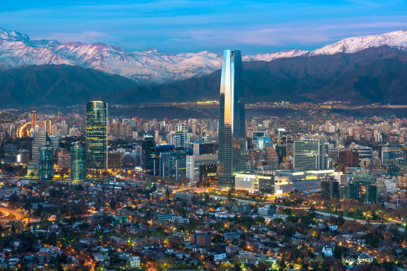 Santiago and the Andes mountains.