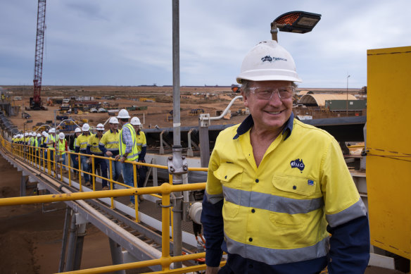 Fortescue executive chairman Andrew Forrest in Port Hedland where Iron Bridge magnetite is loaded onto ships.