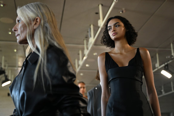 Models in the Beare Park runway show at Australian Fashion Week in May 2024.