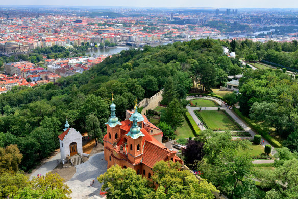 The city of Prague from Petrin Hill.
