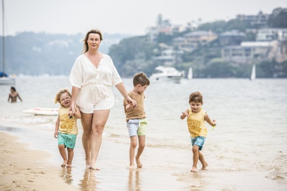Jessica, with her sons William, Leo and Alex, has listed their long time family holiday home in Nelson Bay,