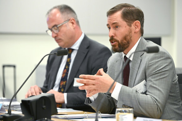 Victorian Secretary of the Department of Jobs, Skills, Industry and Regions Tim Ada (right).