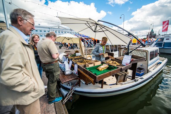 Boat market, Market Square, Helsinki.
