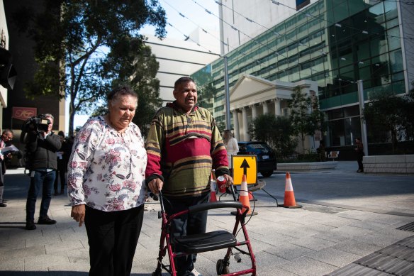 Mr Riley’s parents outside of Perth Magistrates Court. 