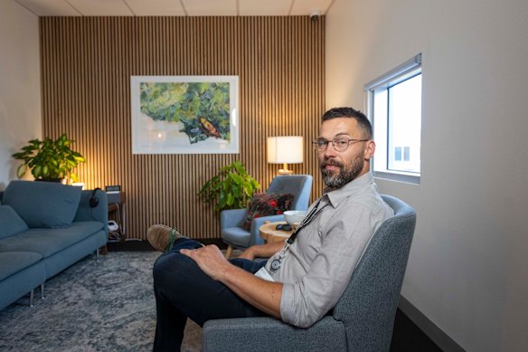 Dr Paul Liknaitzky, head of Monash University’s Clinical Psychedelic Lab, in one of the treatment rooms to be used for the clinical trials.