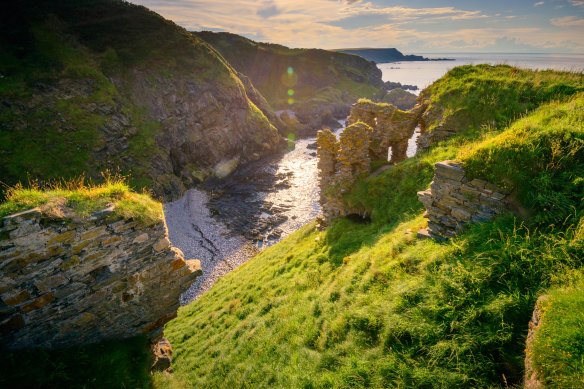 Findlater Castle ruins, on a 50-metre-high cliff overlooking the Moray Firth.