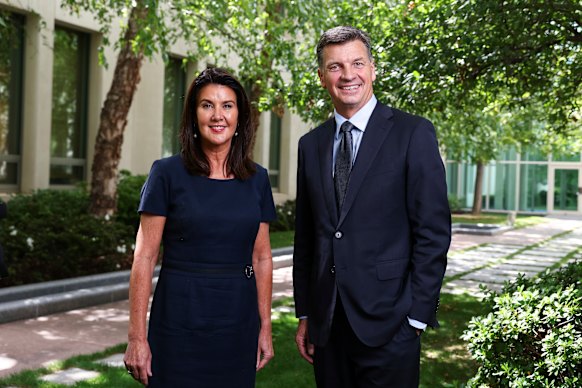 New Liberal leader Angus Taylor, pictured with his deputy Jane Hume, is expected to announce his new line-up in the coming days. 