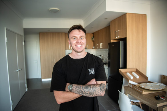 Perth emergency services worker Jake Mackay at his Subiaco home. 