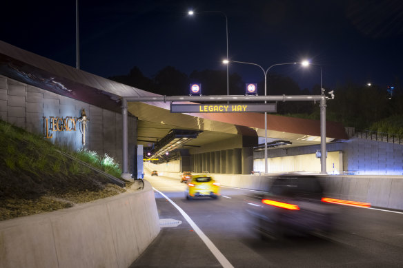 The Legacy Way tunnel in one of six Transurban-run toll roads in Brisbane.