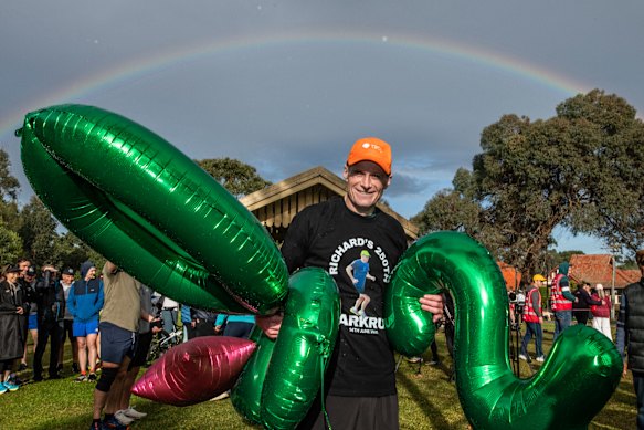Milestone: Richard Scolyer after completing his 250th Parkrun in Haberfield in June last year.