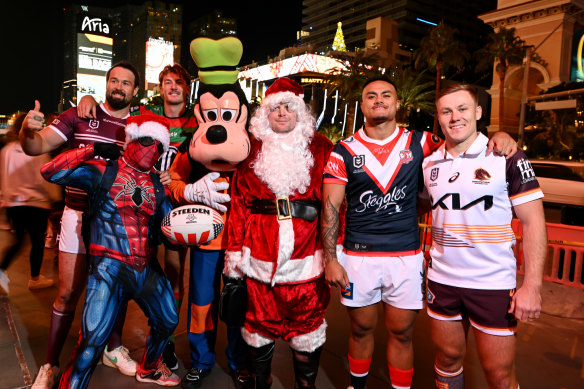 The sights and bright lights of Las Vegas during the NRL’s promotional tour last year.