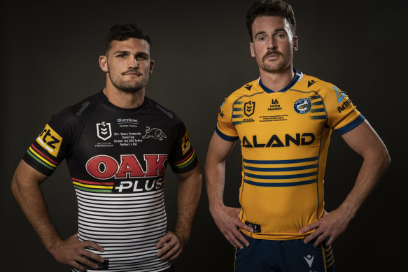 Parramatta Eels co-captain Clint Gutherson (right) and Penrith Panthers co-captain Nathan Cleary.