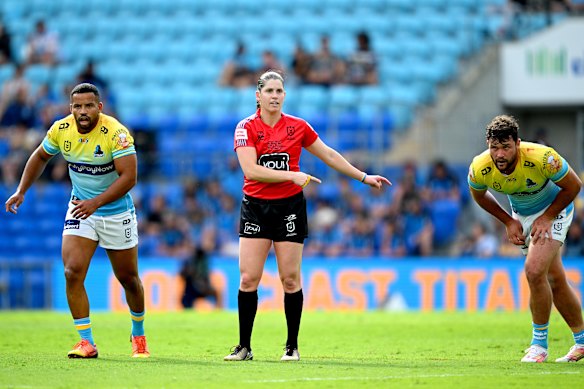 Referee Kasey Badger.