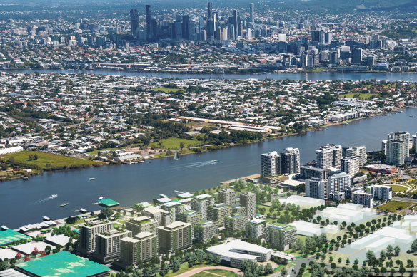 An artist’s impressions of the proposed athletes’ village for the 2032 Brisbane Olympic Games.