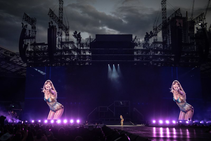 Taylor Swift performs at an Eras Tour concert in Sydney in February last year.