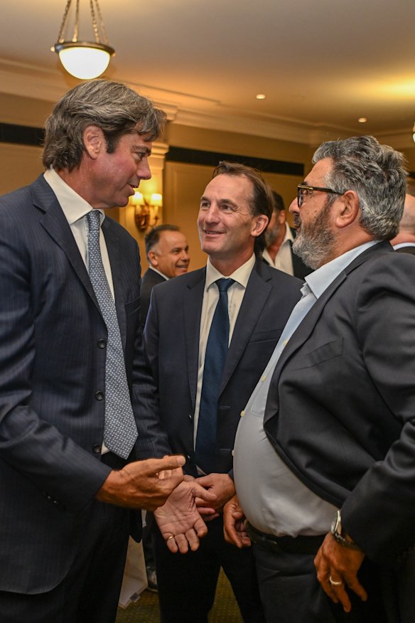 Three AFL chief executives Gillon McLachlan, Andrew Dillon and Andrew Demetriou.