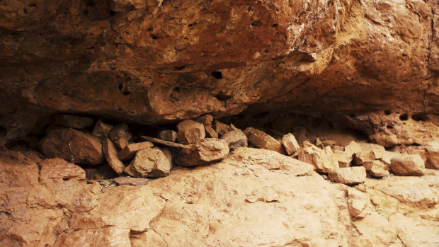 The rock shelters were once used to house ceremonial objects too precious to be kept in camps. 