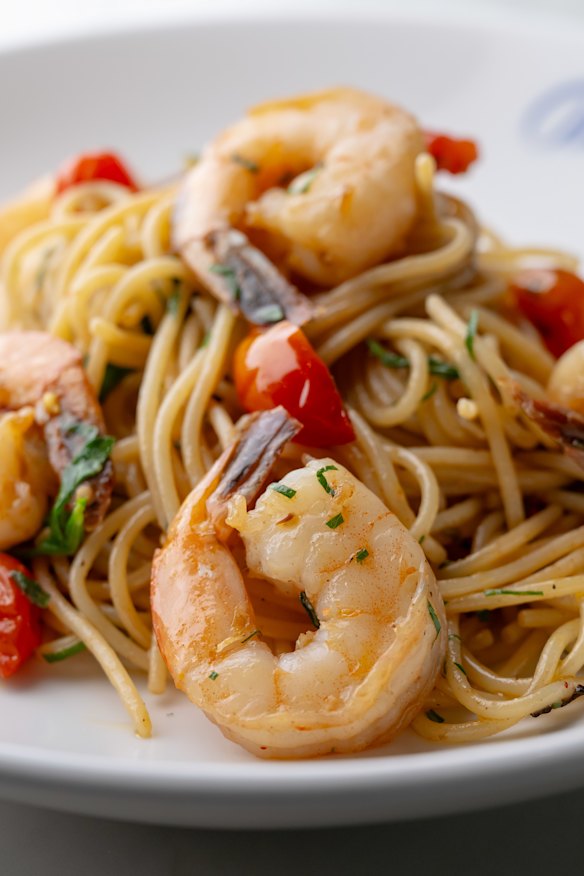 Prawn pasta. 