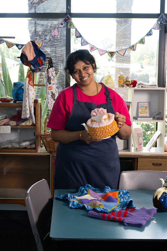 A volunteer at the CWA Tea Rooms. 