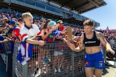 Newcastle Knights captain Kalyn Ponga at an open training session.