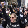 Protest directs fury at Labor as tens of thousands march through city for CFMEU