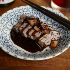 Five-spice duck breast and plum.