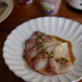 Kingfish sashimi.