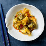 Mushroom dumplings with curry oil from Tony Tan’s new book.