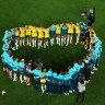 Captured our hearts. The Matildas squad huddle after the team’s defeat and elimination from the tournament.