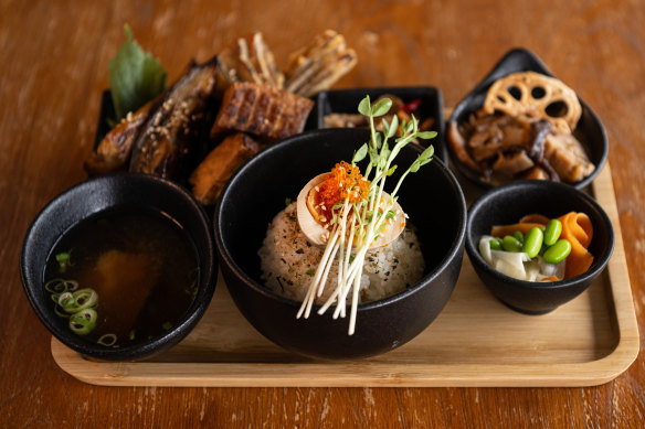 The Zen-inspired “Godai” tofu breakfast plate.